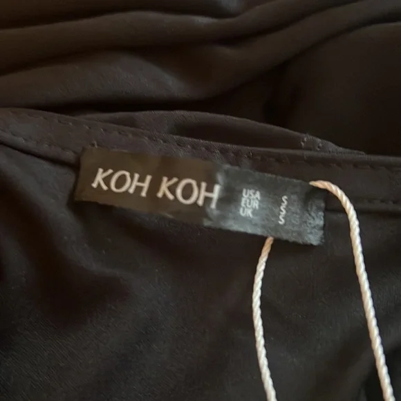 Koh Koh Cap Sleeve Semi-formal Black maxi gown wrap deep v-neck in black size s - Picture 4 of 12